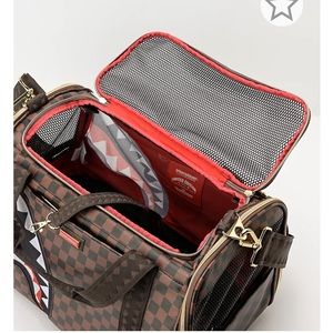 Sharks in Paris Sprayground Dog carrier and matching limited edition mini duffle